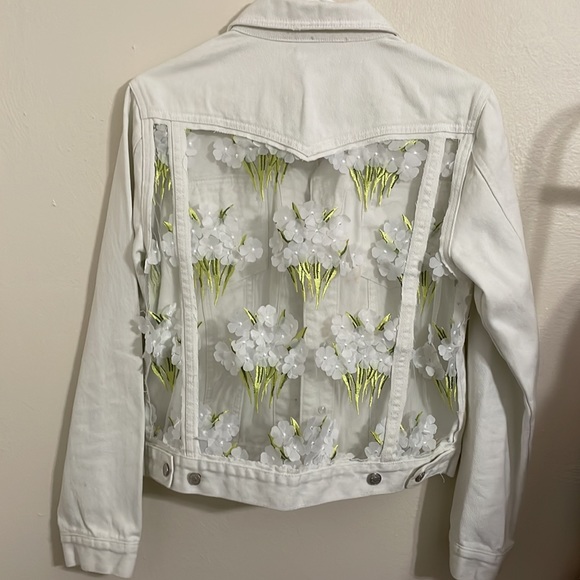 BOSTON PROPER DIY White Floral Lace Denim Jacket - Picture 6 of 6